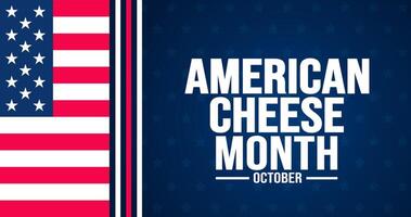 Oktober ist amerikanisch Käse Monat Hintergrund Vorlage verwenden zu Hintergrund, Banner, Plakat, Karte, und Poster Design. Urlaub Konzept mit Text Inschrift und Standard Farbe. Vektor Illustration.