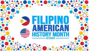 Oktober ist Filipino amerikanisch Geschichte Monat Hintergrund Vorlage. Urlaub Konzept. Hintergrund, Banner, Plakat, Karte, und Poster Design Vorlage mit Text Inschrift und Standard Farbe. Vektor