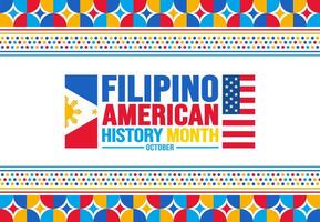 oktober är filippinare amerikan historia månad bakgrund mall. Semester begrepp. bakgrund, baner, plakat, kort, och affisch design mall med text inskrift och standard Färg. vektor