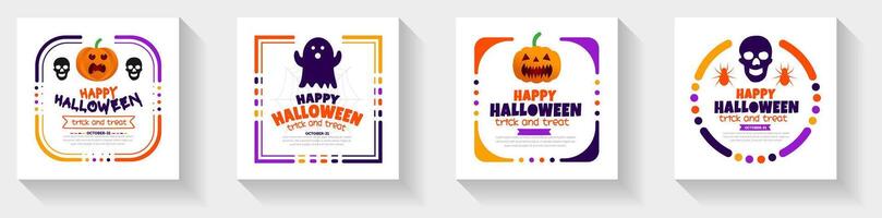 31 Oktober glücklich Halloween Sozial Medien Post Banner Design Vorlage einstellen mit Kürbisse und Buh. verwenden zu Hintergrund, Banner, Plakat, Party Einladung Karte, Buch Startseite und Poster Design. vektor