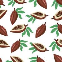 tecknad serie kakao mönster. sömlös skriva ut av abstrakt kakao bönor choklad Produkter organisk mat begrepp för paket design. vektor textur