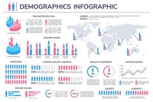 befolkning infografik. kvinnor och män procentsats värld statistisk. diagram, grafer och diagram element. mänsklig demografisk vektor information