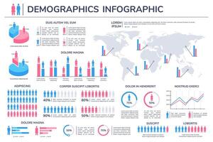 Population Infografik. Frauen und Männer Prozentsatz Welt Statistik. Diagramme, Grafiken und Diagramm Element. Mensch demographisch Vektor Information