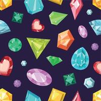 Karikatur Juwel Juwel Steine, Quarz und Diamanten nahtlos Muster. drucken mit Mode Edelsteine Formen. Schmuck funkeln Kristalle Vektor Textur