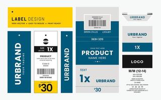 hängen Etikett Etikette und Preis Etikett bekleidung Pflege Etikette Design Innovation Kleider Zubehör Nachhaltigkeit Verpackung Design und Jahrgang Mode Produkt. vektor