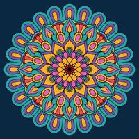 bunt Blumen- Mandala Vektor illustartion auf dunkel Blau Hintergrund