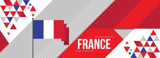 Frankreich National oder Unabhängigkeit Tag Banner Design zum Land Feier. Flagge von Frankreich modern retro Design abstrakt geometrisch Symbole. Vektor Illustration