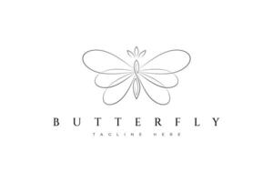 Schmetterling linear Stil Luxus Mode Boutique feminin Symbol Logo vektor