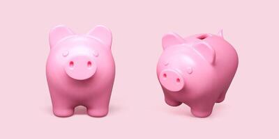 realistisk nasse Bank. rosa gris isolerat på vit bakgrund. nasse Bank begrepp av pengar deposition och investering. vektor illustration
