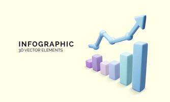 realistisk Diagram. växande barer grafisk med stigande pil. digital marknadsföring begrepp baner. vektor illustration