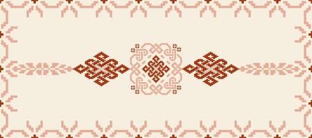 blommig pixel konst mönster på vit bakgrund.geometrisk etnisk orientalisk broderi vektor illustration.pixel stil, abstrakt bakgrund, kors stitch.design för textur, tyg, tyg, halsduk, tabell löpare.