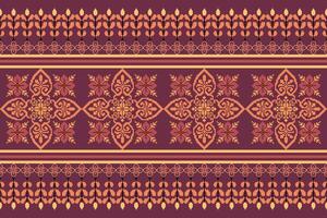 Blumen- Kreuz Stich Stickerei hintergrund.geometrisch ethnisch orientalisch nahtlos Muster traditionell.aztekisch Stil abstrakt vektor.design zum textur, stoff, kleidung, verpackung, dekoration, teppich. vektor