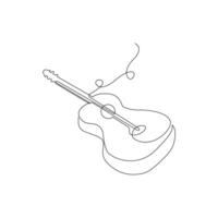 vektor gitarr kontinuerlig ett linje skiss teckning begrepp av musik illustration och minimalistisk