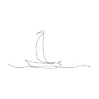 Vektor kontinuierlich einer Linie Zeichnung von Segelboot Beste verwenden zum Logo Poster Banner Lager Illustration und minimal