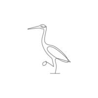 Vektor Reiher Vogel kontinuierlich Linie Kunst Illustration auf Weiß Hintergrund und minimalistisch