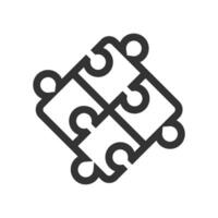 Puzzle Symbol im dick Gliederung Stil. schwarz und Weiß einfarbig Vektor Illustration.