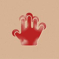 Finger Geste Halbton Stil Symbol mit Grunge Hintergrund Vektor Illustration