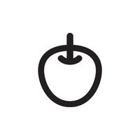 Apfel Symbol im dick Gliederung Stil. schwarz und Weiß einfarbig Vektor Illustration.