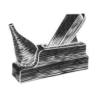 hand dragen trä- plan ikon träbearbetning verktyg vektor illustration