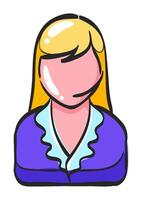 weiblich Rezeptionist Symbol im Hand gezeichnet Farbe Vektor Illustration