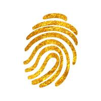 Hand gezeichnet Fingerabdruck Symbol im Gold vereiteln Textur Vektor Illustration