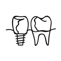 tandprotes falsk tänder ikon. hand dragen vektor illustration. redigerbar linje stroke.