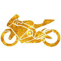 hand dragen motorcykel ikon i guld folie textur vektor illustration