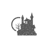 dunkel Schloss Symbol im Grunge Textur Vektor Illustration