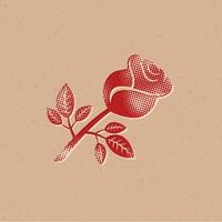 Rose Halbton Stil Symbol mit Grunge Hintergrund Vektor Illustration