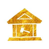 Hand gezeichnet Versteigerung Haus Symbol im Gold vereiteln Textur Vektor Illustration