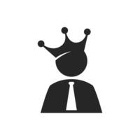 affärsman ikon med krona på hans huvud vektor