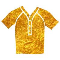 hand dragen baseboll jersey ikon i guld folie textur vektor illustration