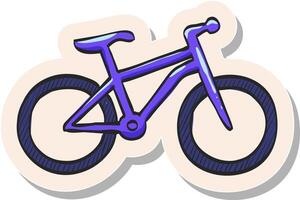 hand dragen berg cykel ikon i klistermärke stil vektor illustration