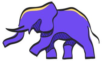 Elefant Symbol im Hand gezeichnet Farbe Vektor Illustration