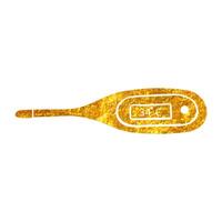 Hand gezeichnet Digital Thermometer Symbol im Gold vereiteln Textur Vektor Illustration