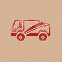 Rallye LKW Halbton Stil Symbol mit Grunge Hintergrund Vektor Illustration