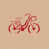 Stadt Fahrrad Halbton Stil Symbol mit Grunge Hintergrund Vektor Illustration