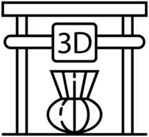 3d skrivare ikon i tunn översikt. vektor