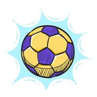 Fußball Ball Symbol im Hand gezeichnet Farbe Vektor Illustration