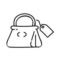 Designer Tasche Symbol. Hand gezeichnet Vektor Illustration. editierbar Linie Schlaganfall