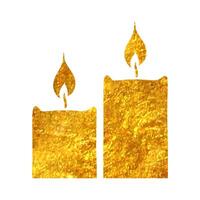 Hand gezeichnet Kerzen Symbol im Gold vereiteln Textur Vektor Illustration