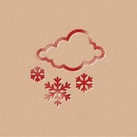 väder mulen snöar halvton stil ikon med grunge bakgrund vektor illustration