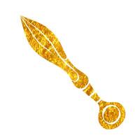 Hand gezeichnet Messer Symbol im Gold vereiteln Textur Vektor Illustration