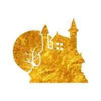 Hand gezeichnet dunkel Schloss Symbol im Gold vereiteln Textur Vektor Illustration