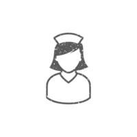 sjuksköterska ikon i grunge textur vektor illustration