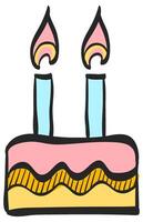 Geburtstag Kuchen Symbol im Hand gezeichnet Farbe Vektor Illustration