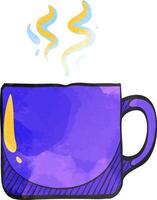 kaffe kopp ikon i Färg teckning. mat dryck dryck frukost varm ånga te espresso vektor