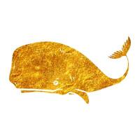 Hand gezeichnet Wal im Gold vereiteln Textur Vektor Illustration