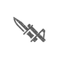 Bajonett Messer Symbol im Grunge Textur Vektor Illustration