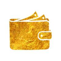 Hand gezeichnet Brieftasche Symbol im Gold vereiteln Textur Vektor Illustration